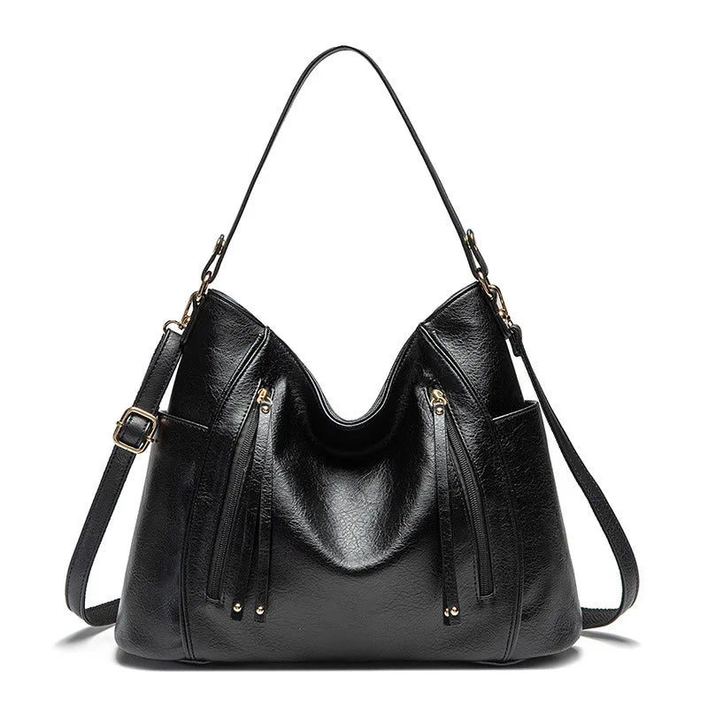 Vintage Style Tote Bag Soft Leather Messenger Bag Double Strap Shoulder Bag