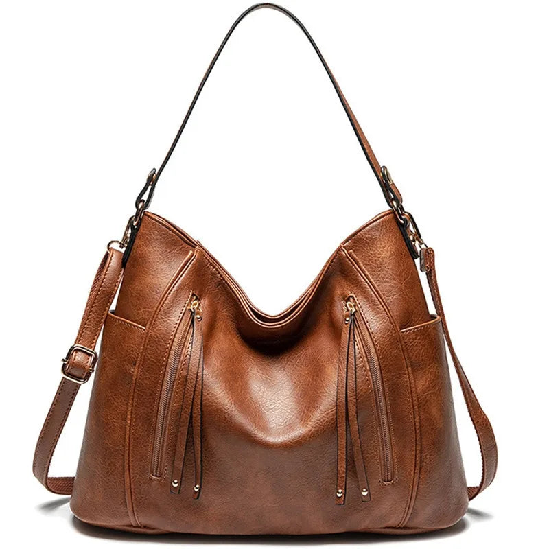Vintage Style Tote Bag Soft Leather Messenger Bag Double Strap Shoulder Bag