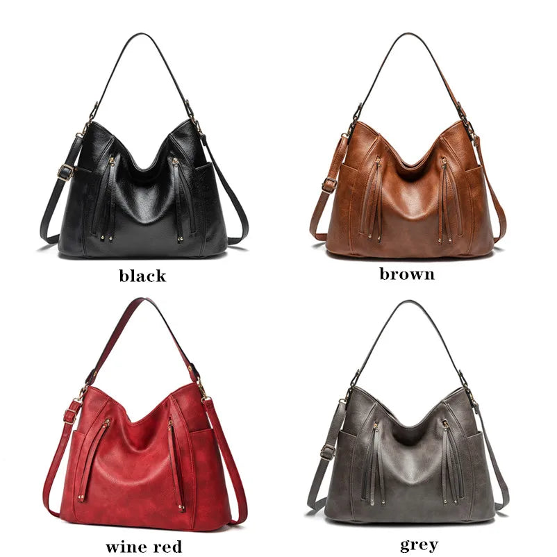 Vintage Style Tote Bag Soft Leather Messenger Bag Double Strap Shoulder Bag
