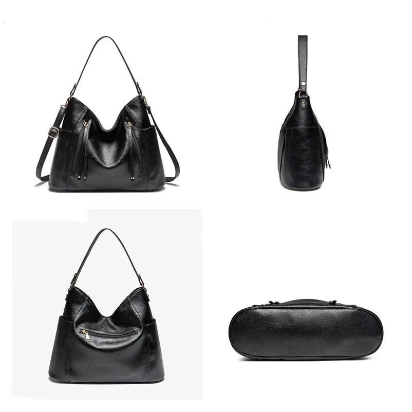 Vintage Style Tote Bag Soft Leather Messenger Bag Double Strap Shoulder Bag