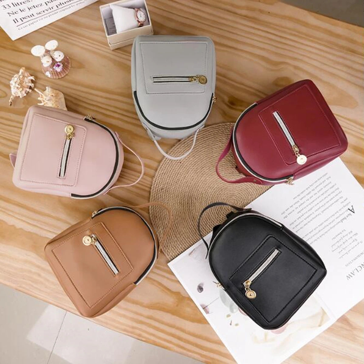 Women Bagpack Mini Handbag Daily Backpack Zipper Convertible Bag