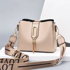 Women Bucket Bag with Wide Shoulder Straps Large Capacity Crossbody Bag
