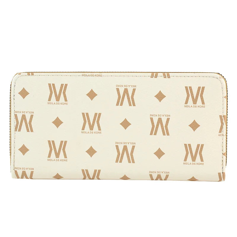 Women's Long Wallet Printed Wrist Clutch European American Double Zipper