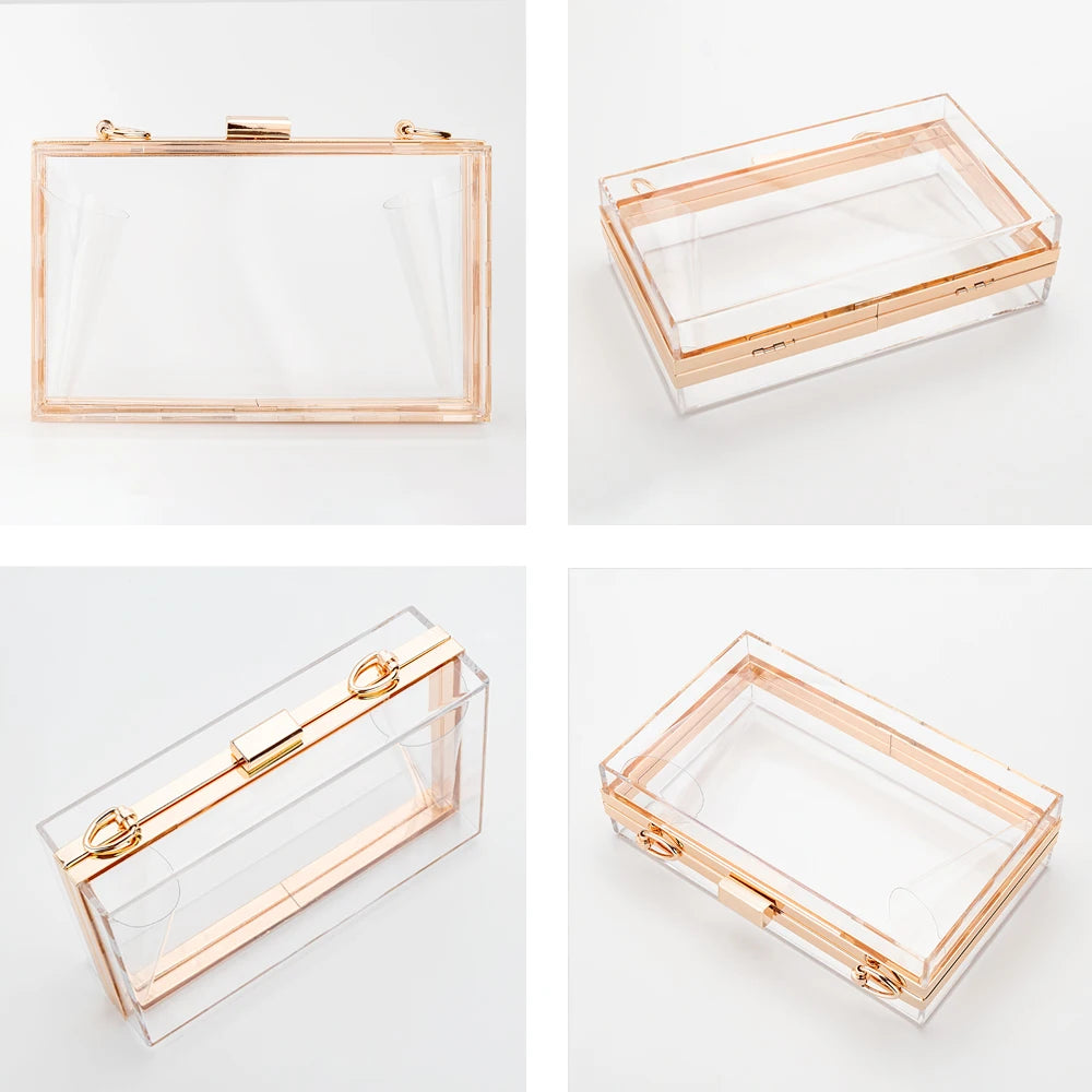 Clear Acrylic Crossbody Purse with Chain Shoulder