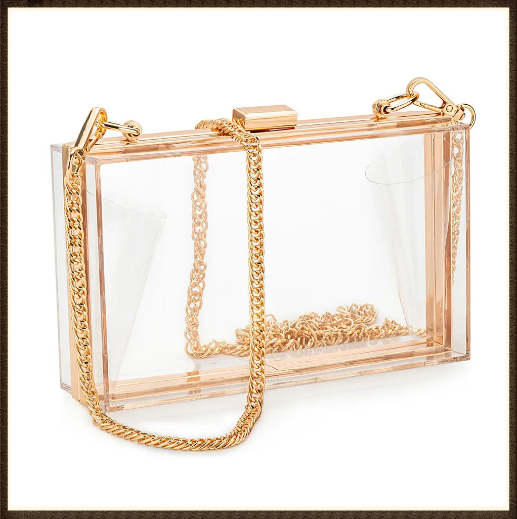 Clear Acrylic Crossbody Purse with Chain Shoulder