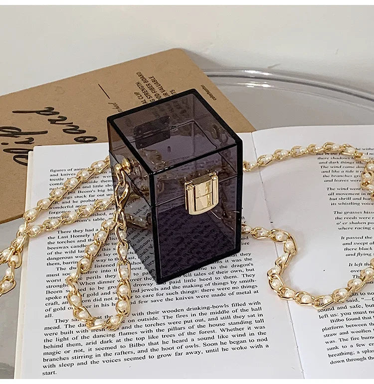 Clear Lipstick Bag Box Clutches Purse Crossbody Bag Women Handbags