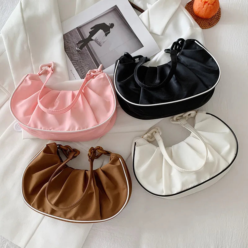 Women Armpit Bags Summer Style Small Bag Cloud Bag Fold Messenger Bag