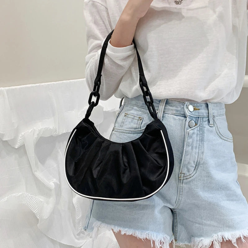 Women Armpit Bags Summer Style Small Bag Cloud Bag Fold Messenger Bag