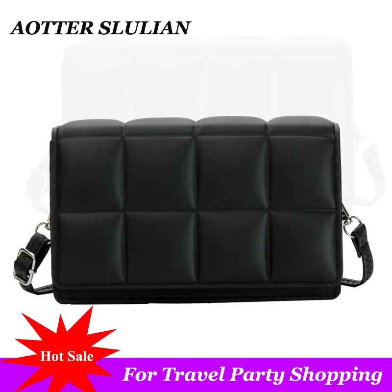 Women Small Lingge Quilted Shoulder Bag Ladies Cross-body Handbag