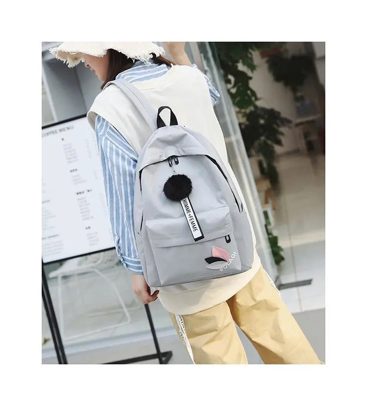 Canvas School Backpack Small Lightweight Girls Teen Travel Shoulder Bag