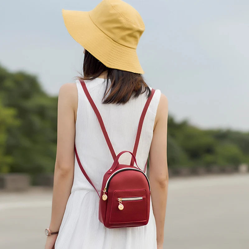 Women Backpack Bag Large Capacity PU Leather Zipper for Travel XIN-Shipping