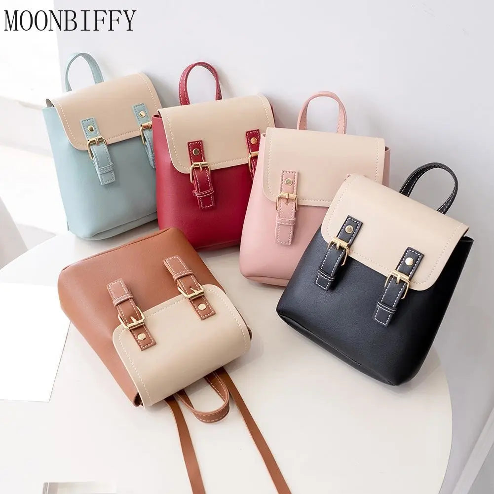 Waterproof Mini Women Girl PU Leather Backpack Shoulder Bag