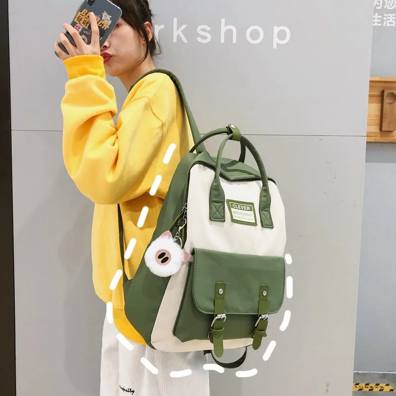 Waterproof Nylon Schoolbag for Teen Girls
