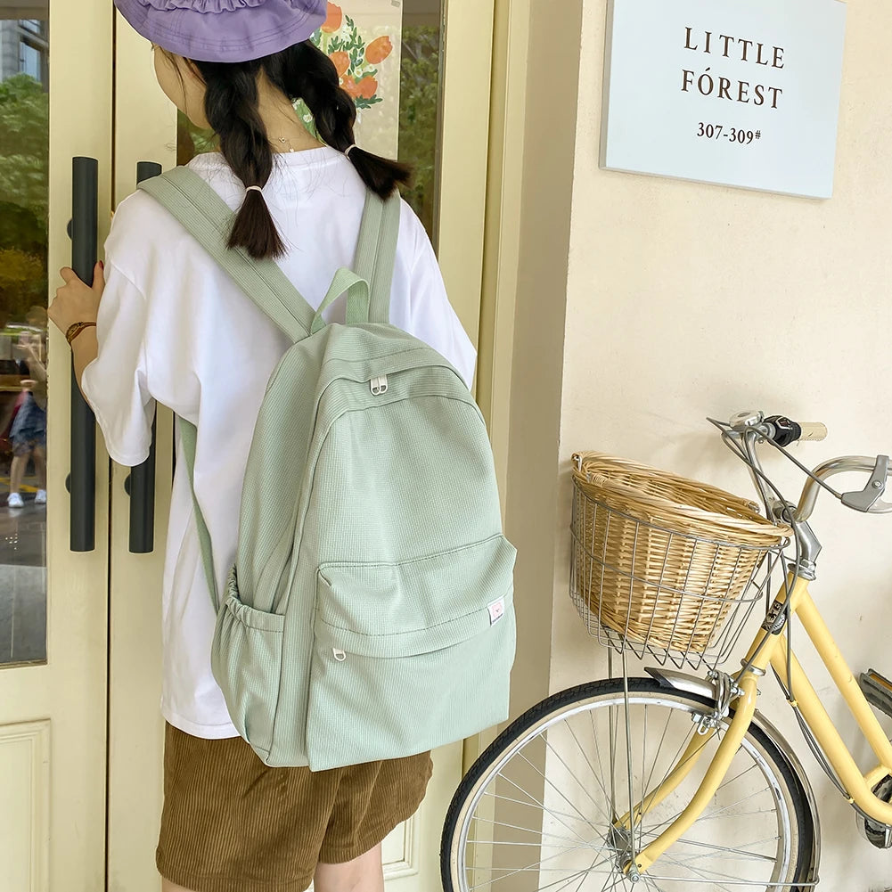 Women Backpack Casual Cotton Cloth Preppy Style Student School Bags