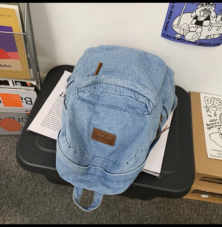 Women Backpack Cowboy Fabric Bag Backpack Shoulder Bag Girl College Bag