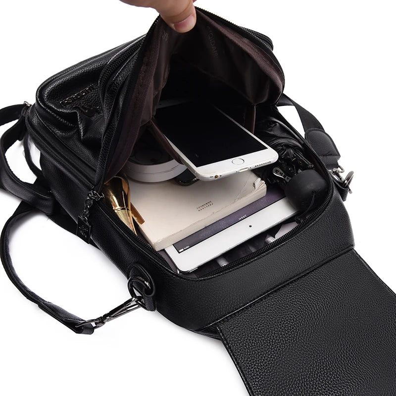 Women Backpack Leather Women Bag School Bags Multifunction Large Capacity