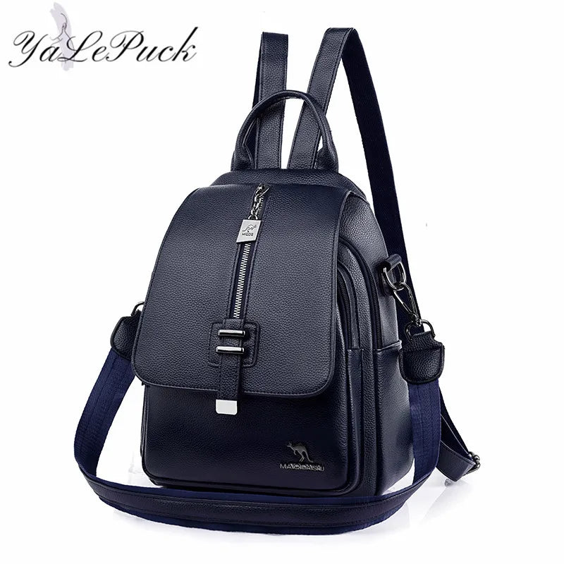 Women Backpack Leather Women Bag School Bags Multifunction Large Capacity