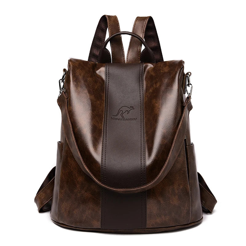 Women Backpack Soft Leather Book School Bags For Teenage Girls
