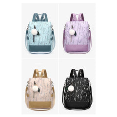 Flower Print Women School Backpack Travel Shoulder Bag