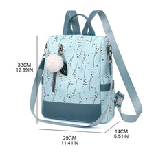 Flower Print Women School Backpack Travel Shoulder Bag