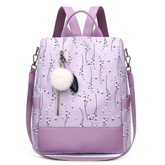 Flower Print Women School Backpack Travel Shoulder Bag