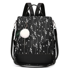 Flower Print Women School Backpack Travel Shoulder Bag