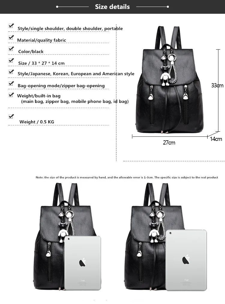 Women Backpack Girls School Bags Large Capacity Book Bag Multi-pocket