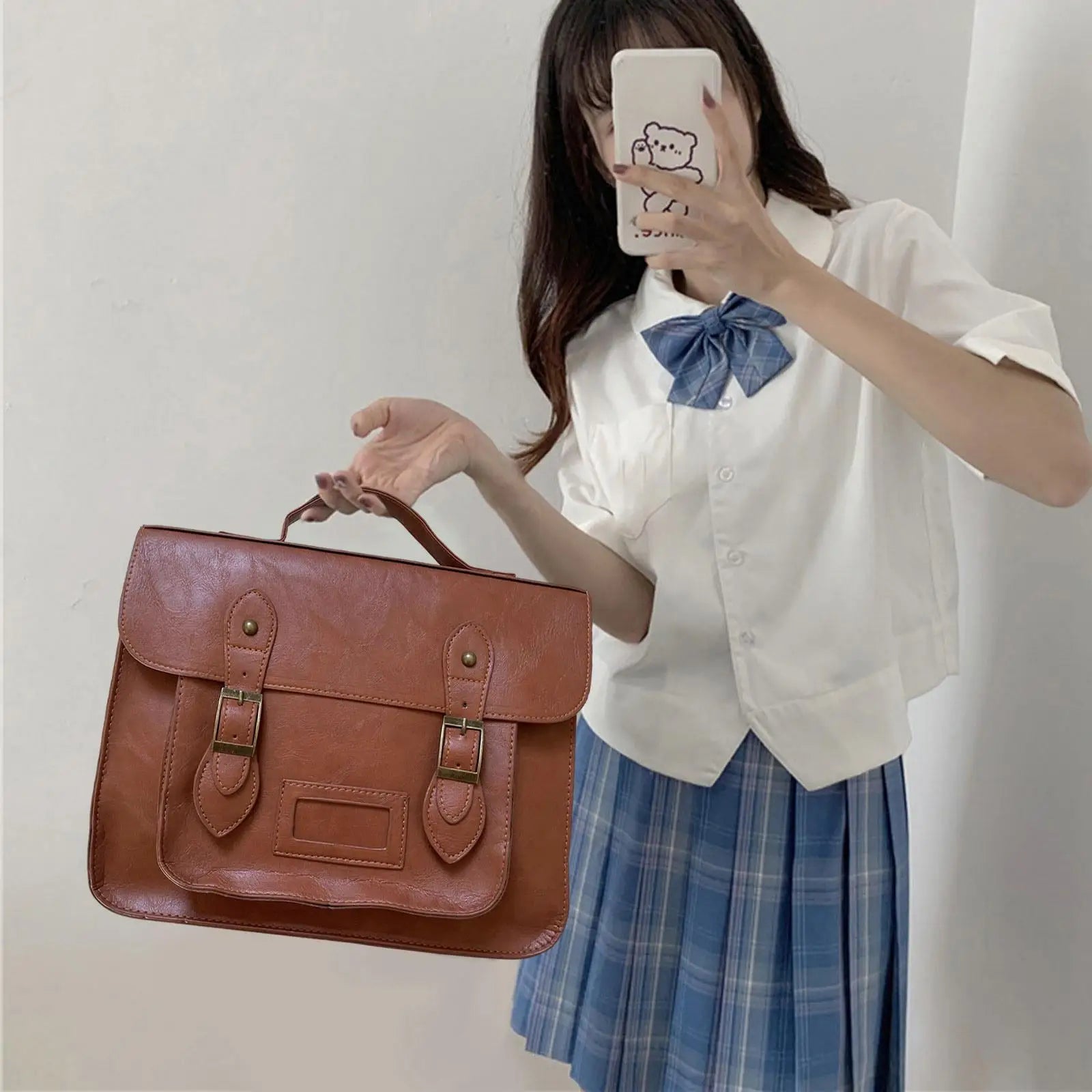 Women Backpack Girls Schoolbag Casual Uniform Bag PU Leather Handbag