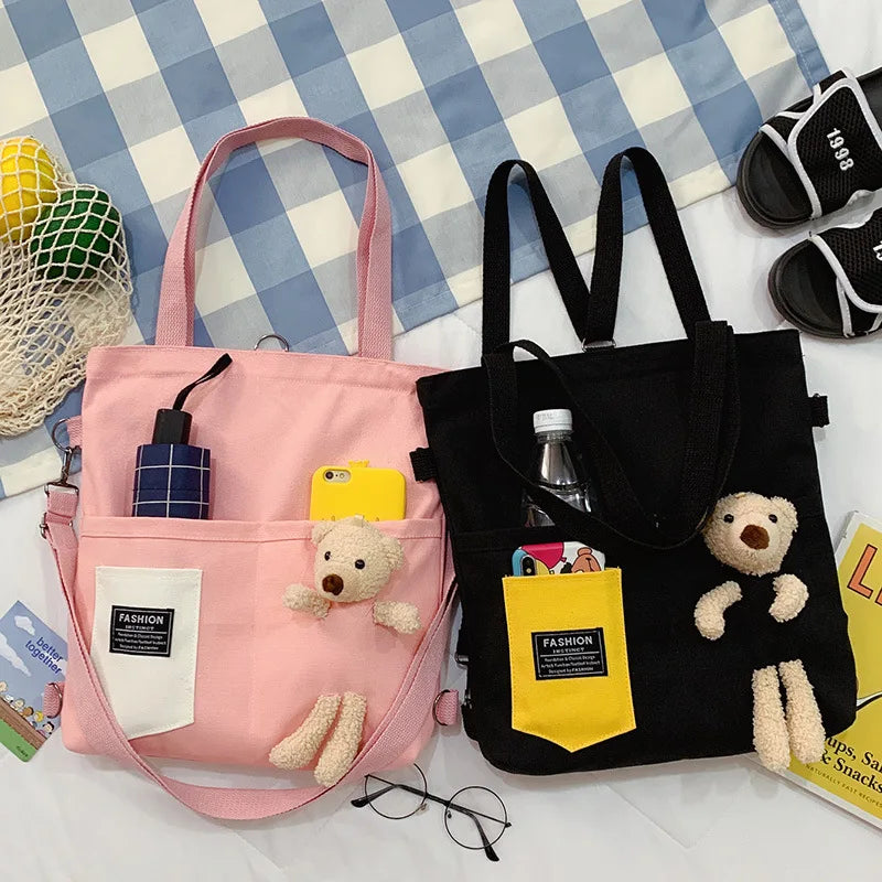Women Backpack Japan Korea Girls Book bag Student Class Bear Messenger Crossbody