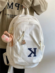 Women Backpack Letter Embroidery Laptop Travel Zipper High Capacity School Bags