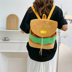 Hamburger Shaped Drawstring Backpack Shoulder Bag Multi-Function Handbag