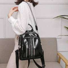 Women Backpack Multifunctional PU Leather Small Bagpack Silver