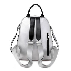 Women Backpack Multifunctional PU Leather Small Bagpack Silver