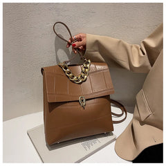 Women Backpack PU Leather Handbag Female Shopper Purse Casual Thick Chain