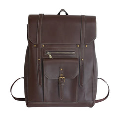 Vintage PU Leather Women Backpack Men Rucksack Large Capacity School Bag
