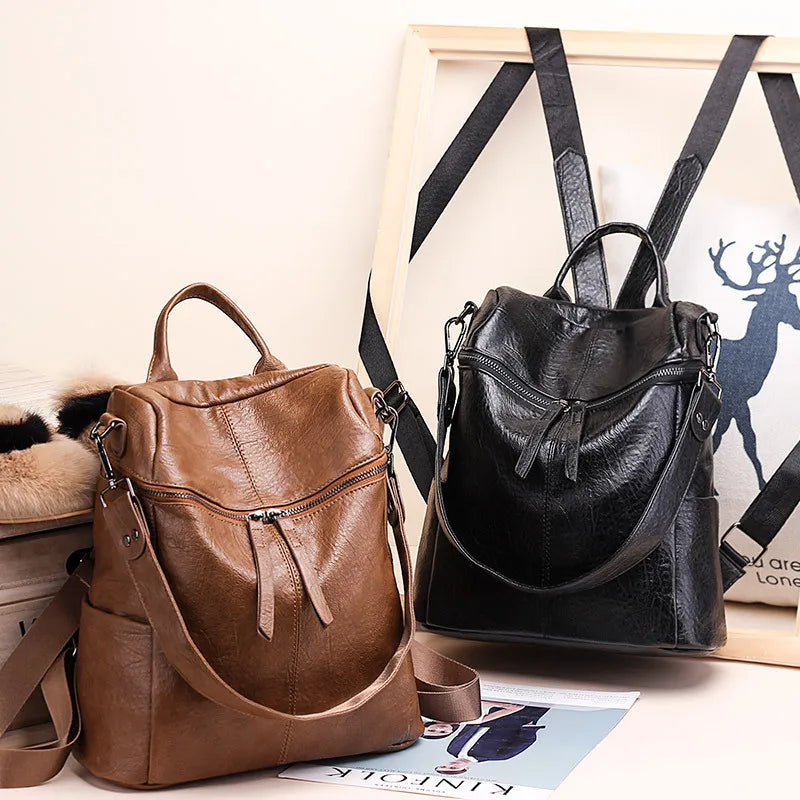 Women Backpack PU Leather School Backpack Purse Bag Waterproof