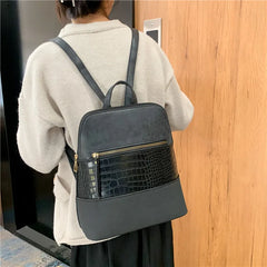 Women Backpack Patchwork Leather Backpacks Softback Bags Name Bag Preppy Style B