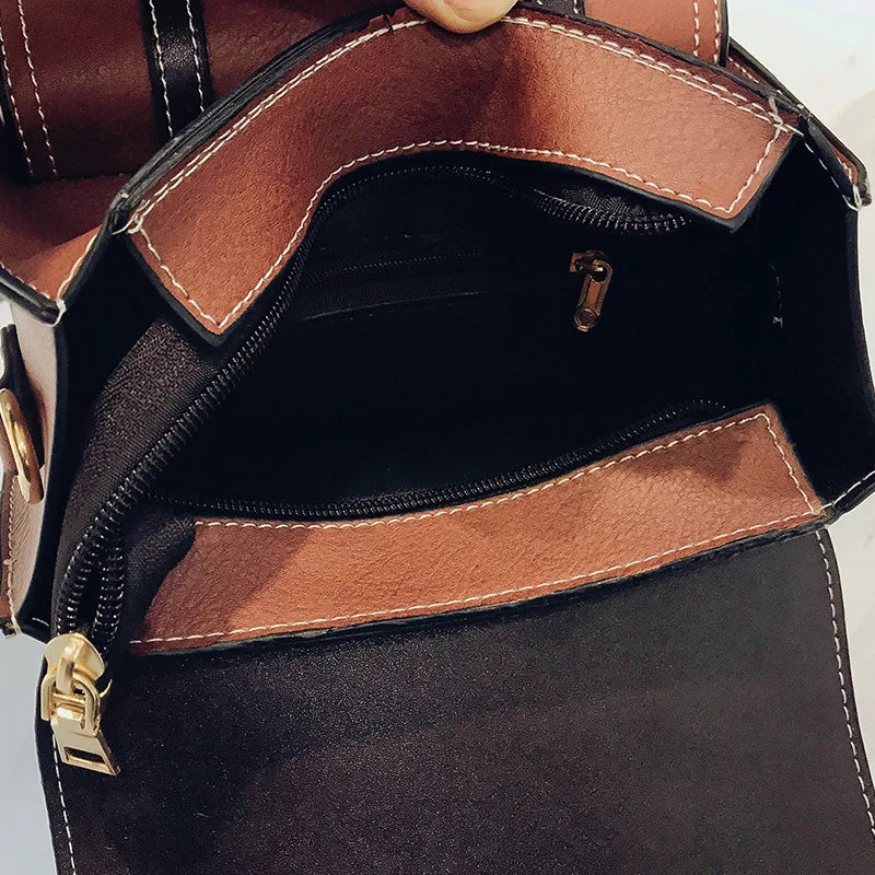 Vintage Leather Women Backpack Little Bee School Bag