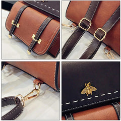 Vintage Leather Preppy Female Backpack College Travel Bag Mochila