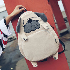 Canvas Fox Ear Embroidery Backpack for Girls School