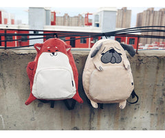 Canvas Dog Fox Ear Embroidery School Backpack for Girls