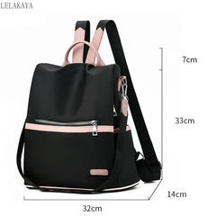Women Waterproof Oxford Backpack Pink Mochila Bag Casual Travel Tote