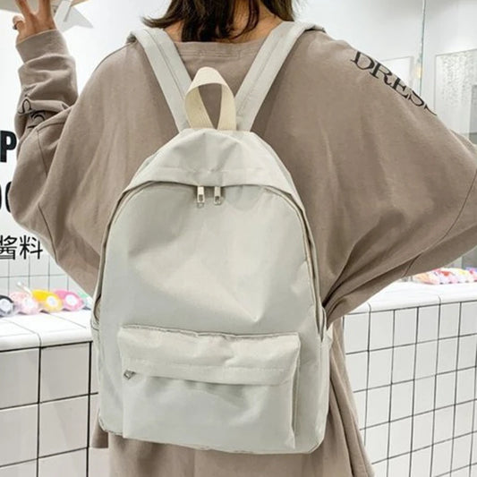 Women Nylon Backpack Small Bookbag Solid Street Travel Backpack