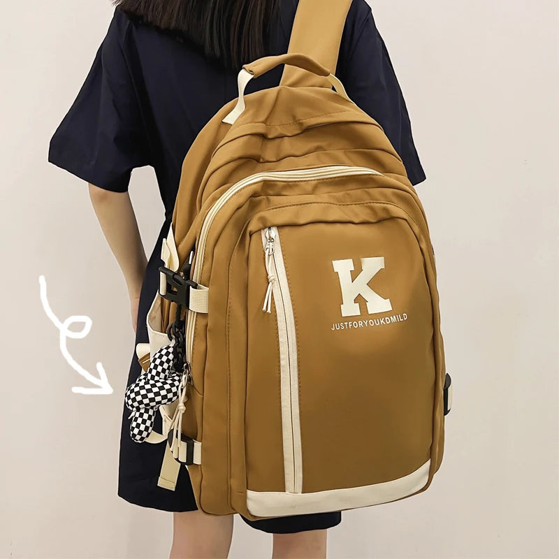 Solid Multi-pocket Travel Laptop Backpack for Teenage Girls & Boys