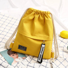 Women Backpack Sports Cloth Bunch Pocket Drawstring Rucksack