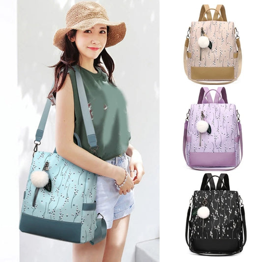 Flower Print Girls School Backpack Travel Daypack