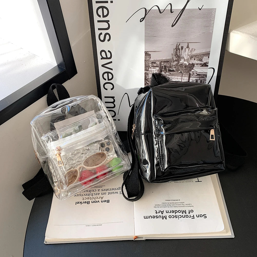 Transparent Women Backpack Student Bookbags Casual Travel Bagpack