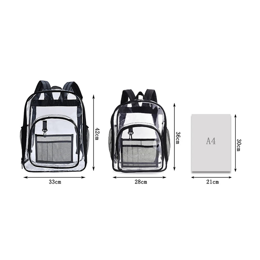 Women Backpack Transparent Travel Waterproof PVC Storage Bag