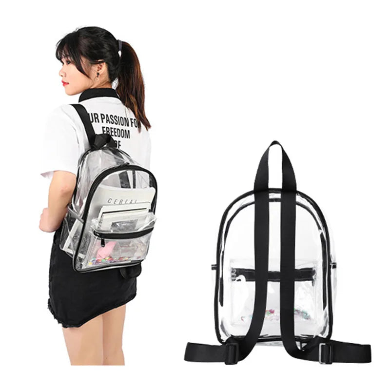 Women Backpack Transparent Waterproof PVC Bag Female College Students