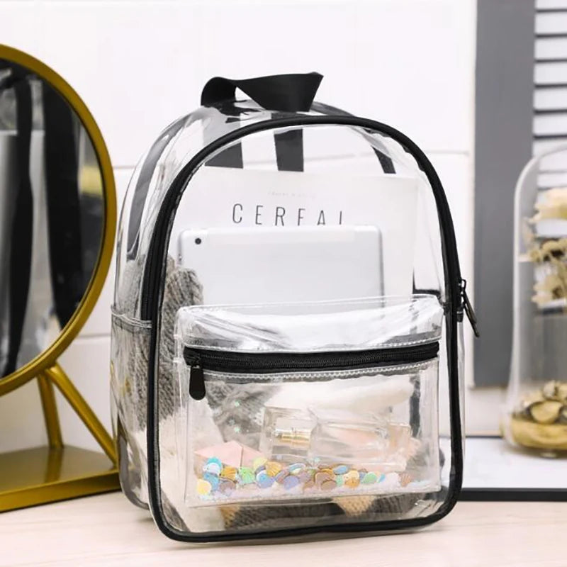 Women Backpack Transparent Waterproof PVC Bag Female College Students